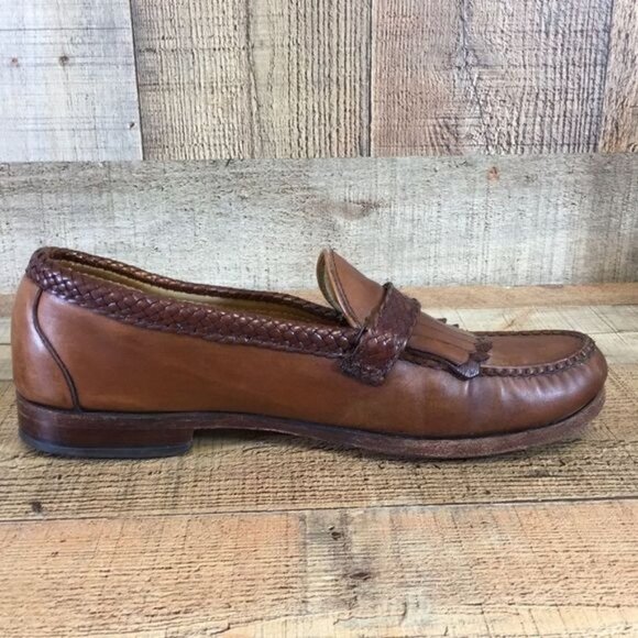 Allen‎ Edmonds Brown Leather Meghan Kiltie Buckle Loafers Men\'s 10.5 C VTG 80s main image 11